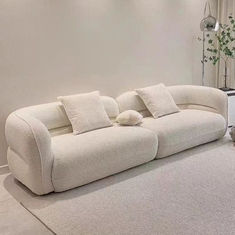 QONKA Nordic-style Cream-white Fabric Sofa main product image 1