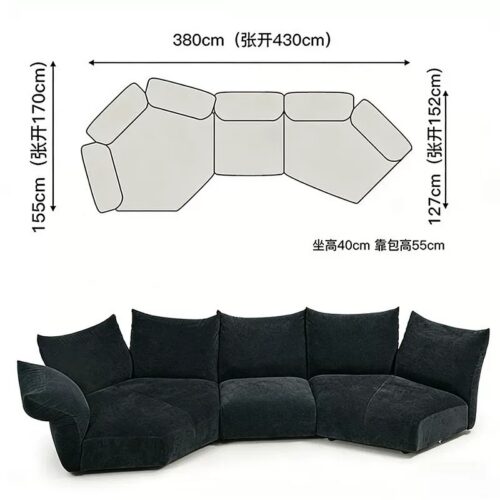 Petal-shaped Sofa, Italian Curved Sofa, Minimalist Corner Sofa - Living room furniture - QONKA HOME