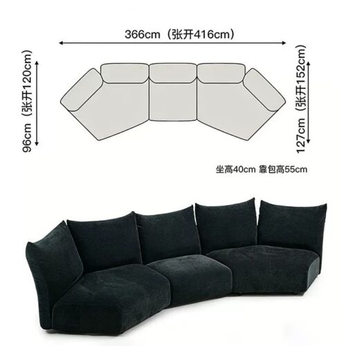 Petal-shaped Sofa, Italian Curved Sofa, Minimalist Corner Sofa - Living room furniture - QONKA HOME