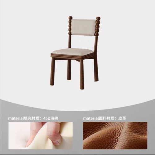 French Retro Black Solid Wood Dining Chair, Jacquard Floral Fabric Padded Chair With Bobbin Posts For Cafe Hotel - Solid w...