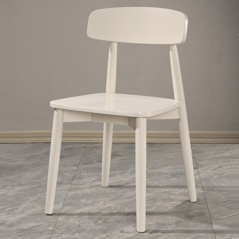 Nordic Solid Wood Dining Chair with Curved Backrest & PU Padded Seat, Modern Minimalist Wooden Chair