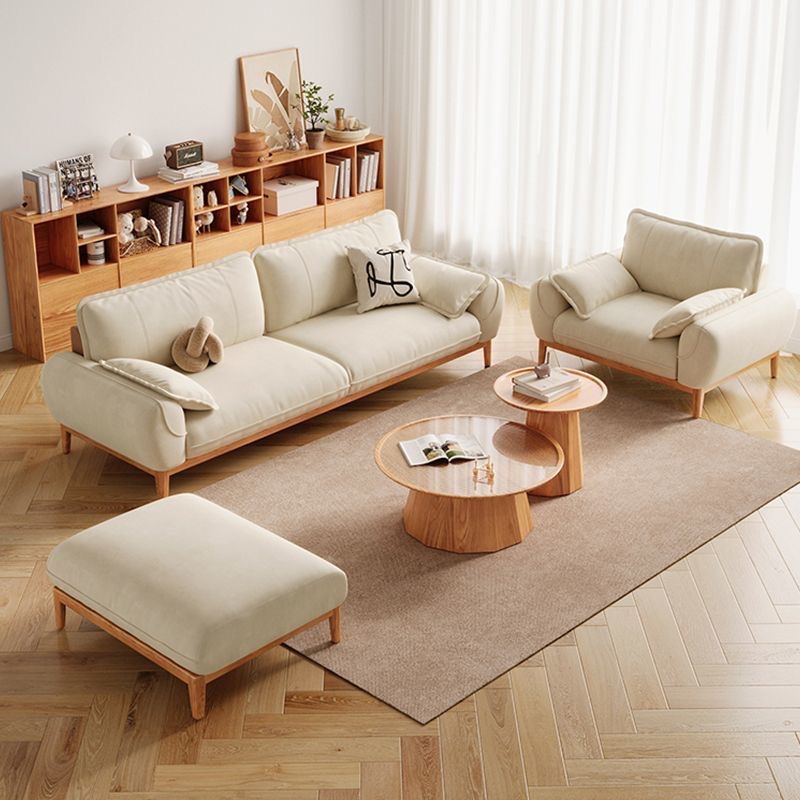 QONKA Nordic-style Oak Cloud Sofa, Cream-colored Straight-Line Design main product image 2