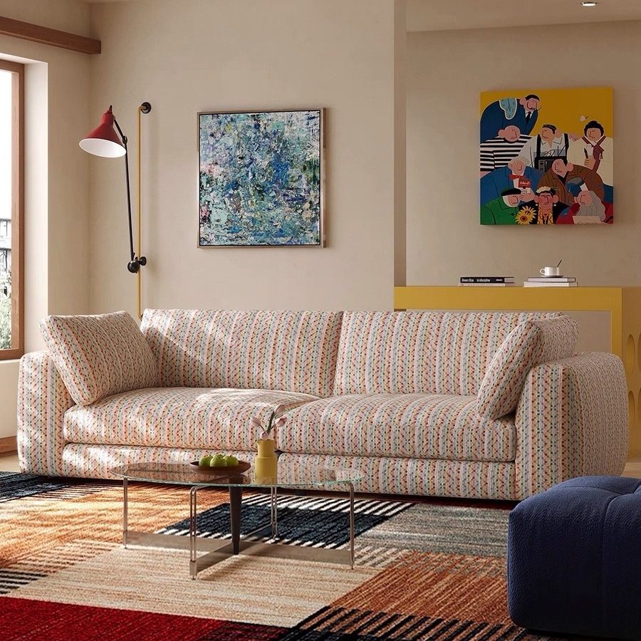 QONKA Vintage-style Linen Sofa, Straight-line Wabi-Sabi Removable and Washable Cotton-linen Rhine Sofa main product image 2