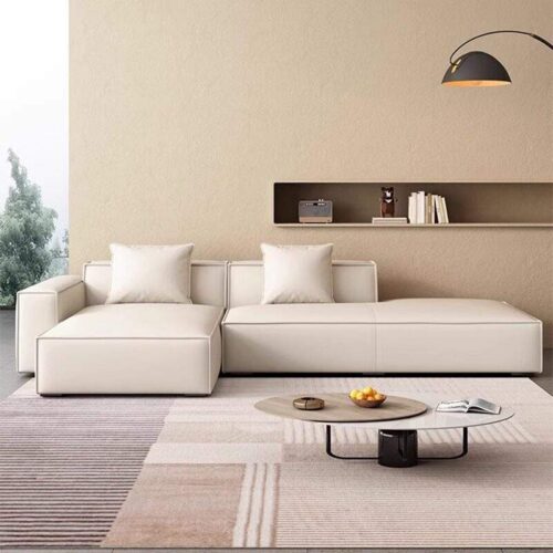 Italian-style, Light-luxury, Minimalist Modern Sofa with Straight-line Cushions - Living room furniture - QONKA HOME