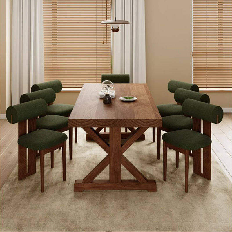 Solid Pine Wood Rectangular Dining Table, Rustic Farmhouse Style Dining Table for Home Dining Room