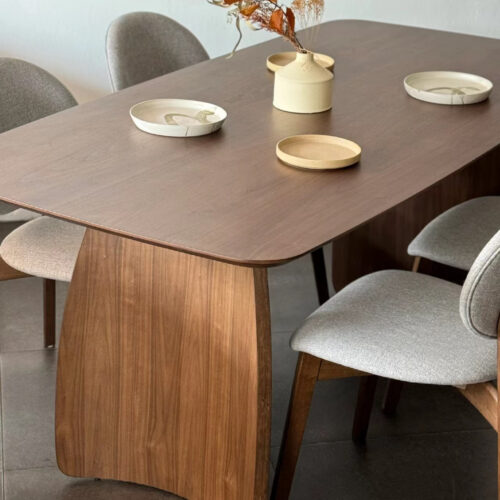 Modern Solid Wood Dining Table, Sintered Stone Tabletop with Pine & Ash Wood Base for Home Dining Room - Dining table...