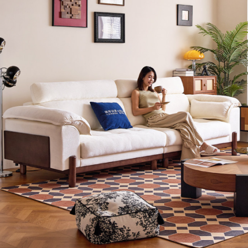 Japanese-Style Solid Wood Sofa, Modern and Minimalist - Living room furniture - QONKA HOME