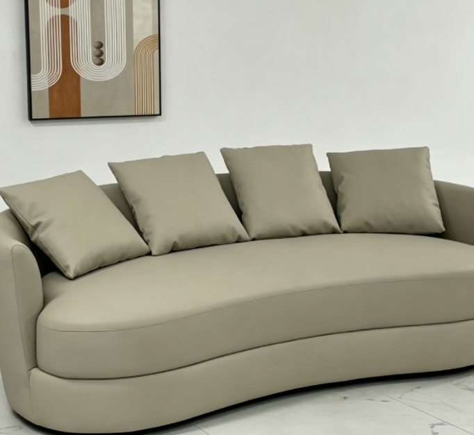 Modern Minimalist Upholstered Sofa, Curved Sofa