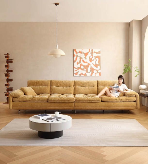Modern Minimalist Sailboat Sofa, New Luxury Style, Extra-Wide Seat Depth with Adjustable Backrest