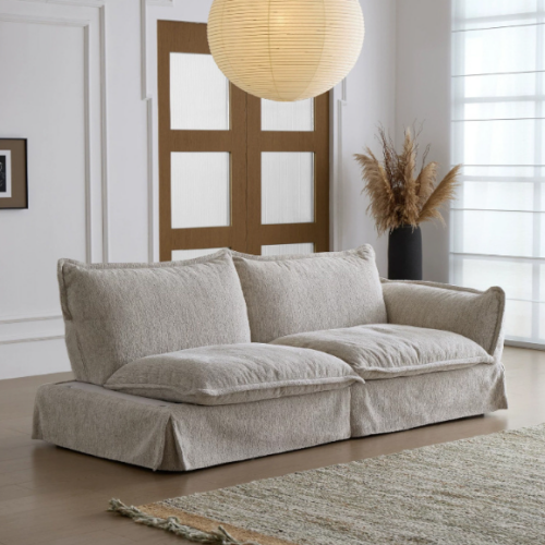 French Vintage Sofa, Vintage-Style Down-Filled Upholstered Sofa - Living room furniture - QONKA HOME