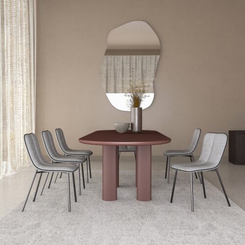 Oval Solid Pine Wood Dining Table Fluted Cylinder Leg Modern Minimalist Dinner Table - Dining table - QONKA HOME
