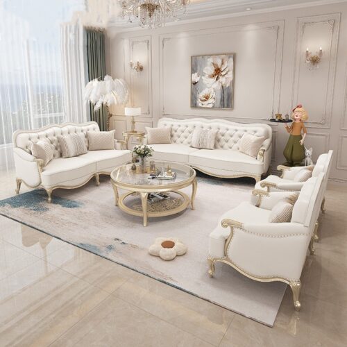 American-style Sofas, Genuine Leather Sofas, Modern Minimalist, Luxury Villa Sets - Living room furniture - QONKA HOME