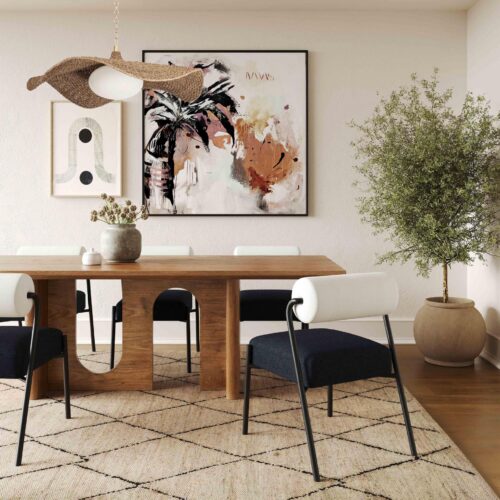 Rectangular Solid Wood Dining Table Arch Cutout Leg Minimalist Dinner Table Pine / Ash / Red Oak Optional - Dining table -...