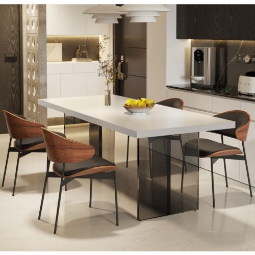Rectangular Sintered Stone Dining Table High Clear Acrylic Leg Modern Minimalist Dinner Table - Dining table - QONKA HOME