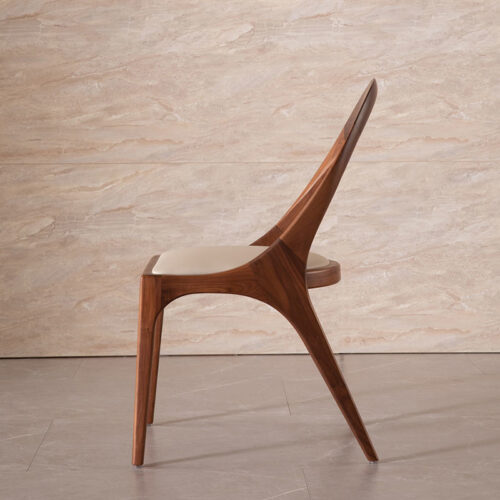 Designer Hollow Dining Chair, Premium Walnut / Ash Solid Wood Leisure Chair For Dining Room & Cafe - Solid wood dinin...
