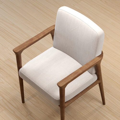 Modern Simple Armrest Dining Chair, Solid Wood Chair With Fabric Padded Seat And Back - Solid wood dining chair - QONKA HOME