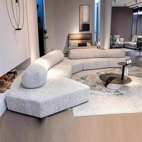 Italian Minimalist Irregular-Shaped Sofa, Rock-Inspired Modular Sofa, Chenille Sofa - Living room furniture - QONKA HOME