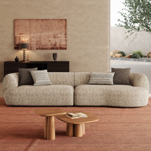 QONKA Vintage Genuine Leather Sofa, Italian Minimalist Top-Grain Cowhide main product image 2