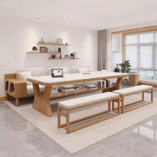 QONKA New Chinese-Style Walnut Sofa, Light Luxury and Sophistication main product image 2