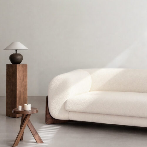 QONKA Nordic Minimalist Cream-Colored Sofa, Italian Minimalist Luxury Curved Sofa main product image 3