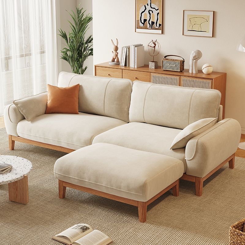 QONKA Nordic-style Oak Cloud Sofa, Cream-colored Straight-Line Design main product image 3