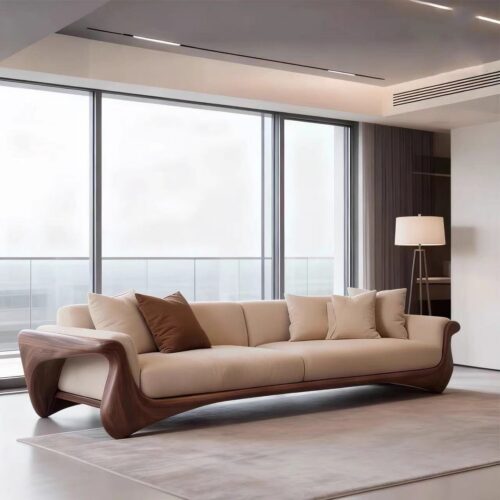 QONKA Vintage-style Linen Sofa, Straight-line Wabi-Sabi Removable and Washable Cotton-linen Rhine Sofa main product image 3
