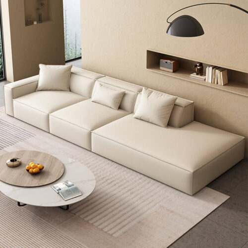 Italian-style, Light-luxury, Minimalist Modern Sofa with Straight-line Cushions - Living room furniture - QONKA HOME