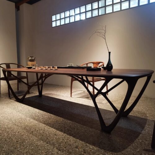 Artistic Branch‑Shape Leg Solid Wood Dining Table, Ash / Black Walnut Wood Optional, Designer Rectangular Dining Table f...