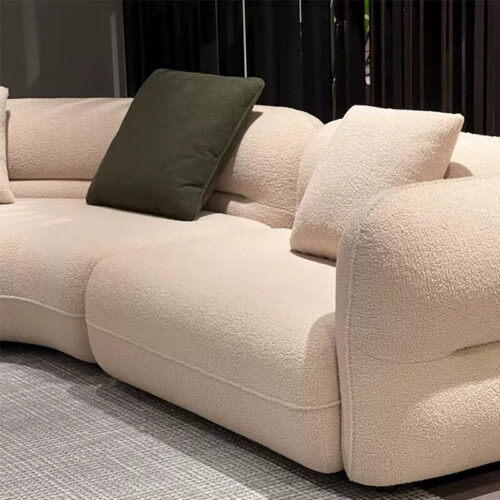 Italian Minimalist Curved Sofa, Cream-Toned Light Luxury Style - Living room furniture - QONKA HOME