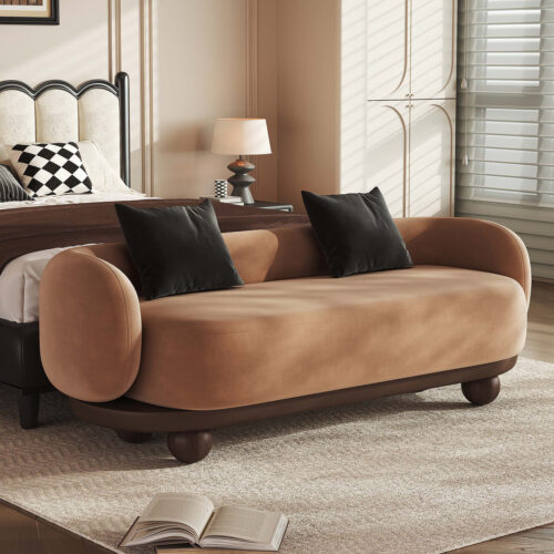 Footstool-Style Song-Style Aesthetic Straight-Line Sofa - Living room furniture - QONKA HOME