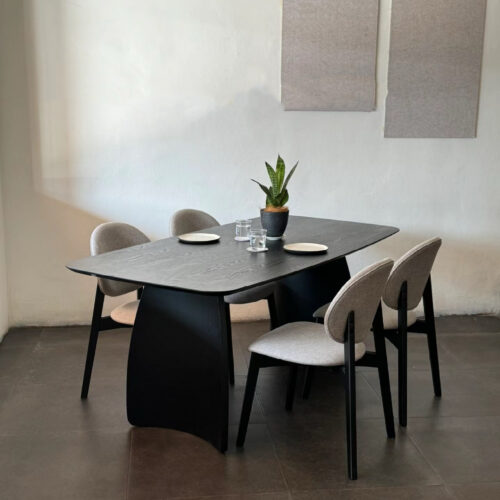 Modern Solid Wood Dining Table, Sintered Stone Tabletop with Pine & Ash Wood Base for Home Dining Room - Dining table...