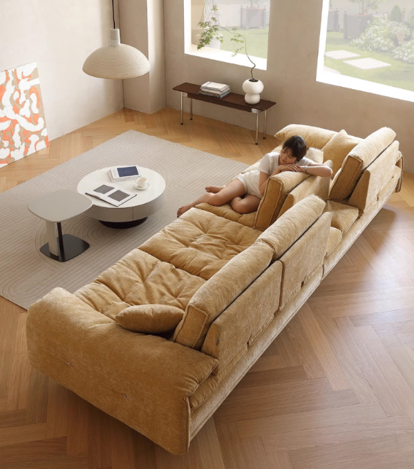 Modern Minimalist Sailboat Sofa, New Luxury Style, Extra-Wide Seat Depth with Adjustable Backrest