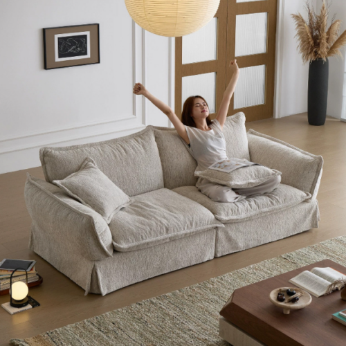 French Vintage Sofa, Vintage-Style Down-Filled Upholstered Sofa - Living room furniture - QONKA HOME
