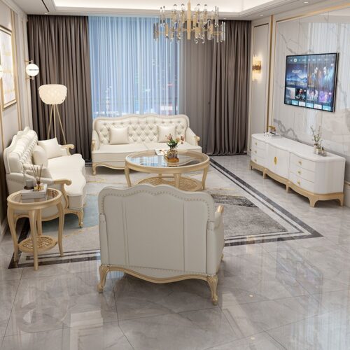 American-style Sofas, Genuine Leather Sofas, Modern Minimalist, Luxury Villa Sets - Living room furniture - QONKA HOME
