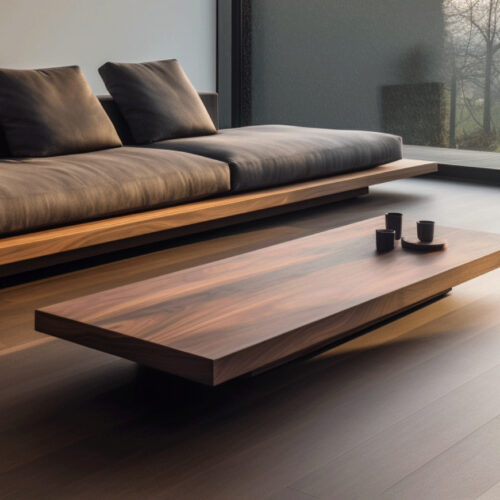 Song’s Aesthetics Solid Wood Linear Sofa: New North American Black Walnut and Ash Minimalist Living Room Sofa - Livi...