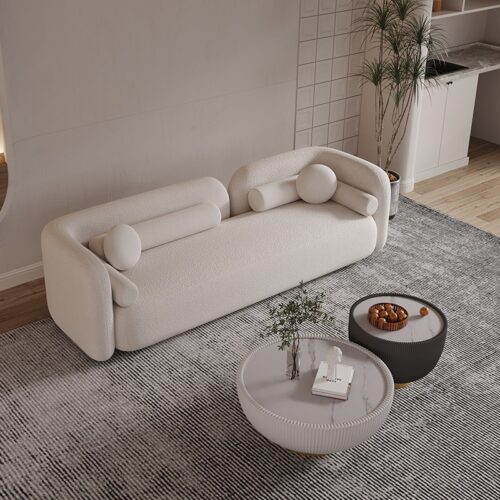 Fabric Curved Sofa,Lambswool Pocket Spring MattressSofa, Modern Minimalist Style - Living room furniture - QONKA HOME