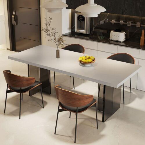 Rectangular Sintered Stone Dining Table High Clear Acrylic Leg Modern Minimalist Dinner Table - Dining table - QONKA HOME