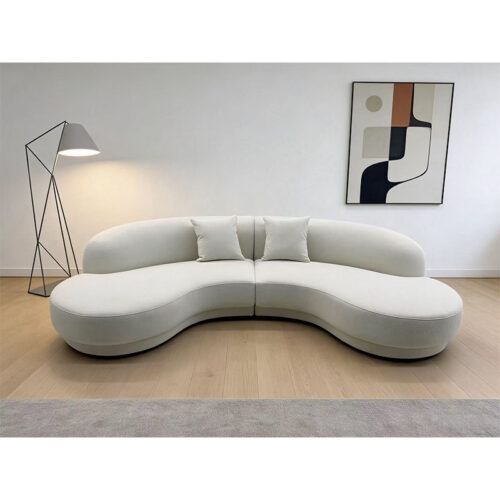 Nordic-style Sofas, Customizable, Curved Fabric Sofa - Living room furniture - QONKA HOME