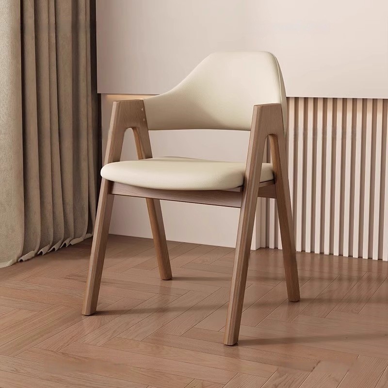 Mid-Century Wooden Dining Armchair  Pu Leather Upholstered Side Chair Comfortable Dinner Chair For Hotel Cafe Household Use