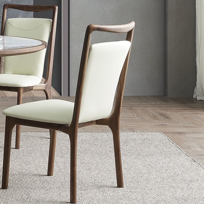 Mid Century Ash Wood Arm Dining Chair,  Leather Upholstered Seat & Backrest