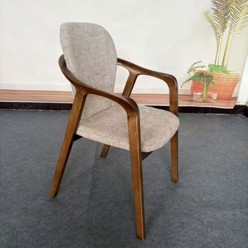 Modern Solid Wood Arm Dining Chair,  Upholstered Armrest Chair With  Fabric/Leather Cushion For Dining Room Hotel - Solid ...
