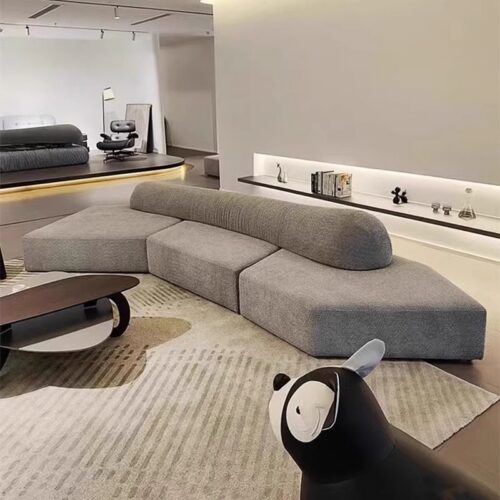 Italian Minimalist Irregular-Shaped Sofa, Rock-Inspired Modular Sofa, Chenille Sofa - Living room furniture - QONKA HOME