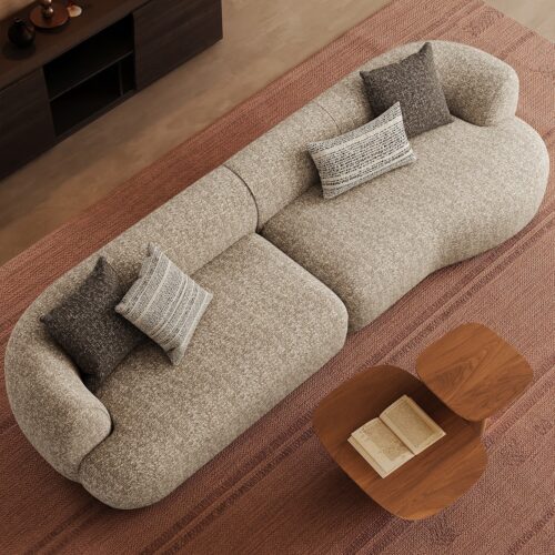 QONKA Vintage Genuine Leather Sofa, Italian Minimalist Top-Grain Cowhide main product image 3