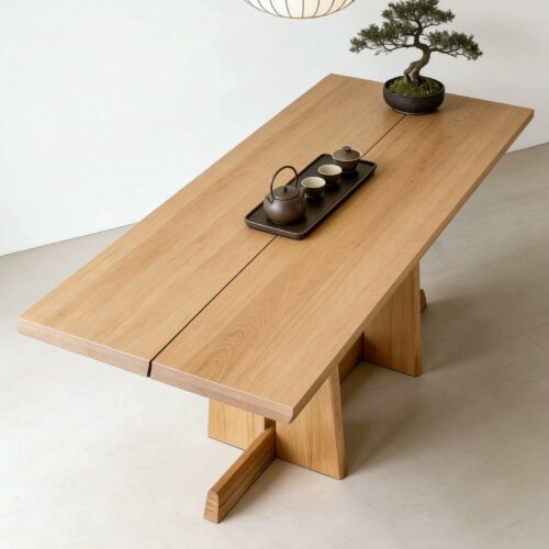 Minimalist Solid Wood Dining Table Rectangular Dinner Table, Available in Ash / Red Oak / Cherry Wood for Dining Room Tea ...