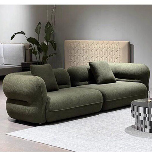 Italian Minimalist Curved Sofa, Cream-Toned Light Luxury Style - Living room furniture - QONKA HOME