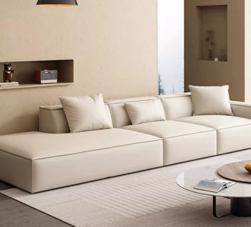 Italian-style, Light-luxury, Minimalist Modern Sofa with Straight-line Cushions - Living room furniture - QONKA HOME