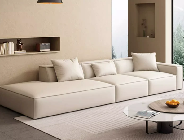 Italian-style, Light-luxury, Minimalist Modern Sofa with Straight-line Cushions