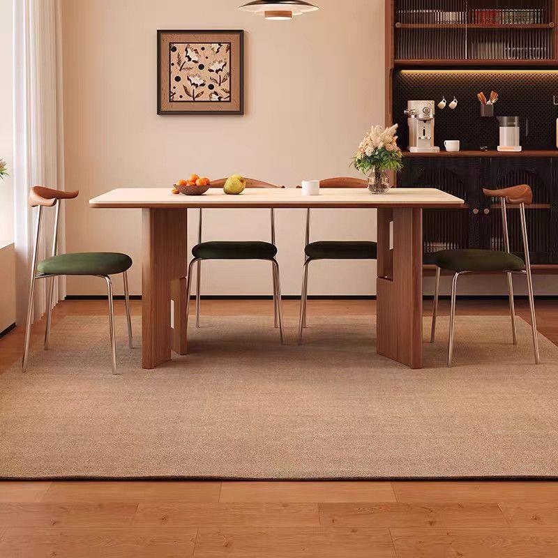 Art Geometric Dining Table, Sintered Stone Tabletop with Ash Wood Frame for Home Dining Room