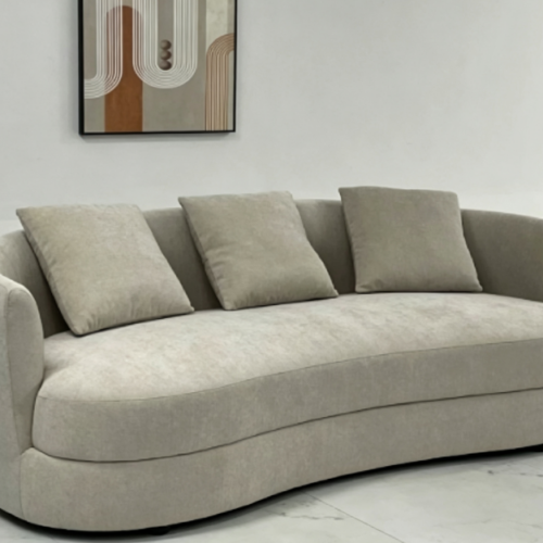 Modern Minimalist Upholstered Sofa, Curved Sofa - Living room furniture - QONKA HOME