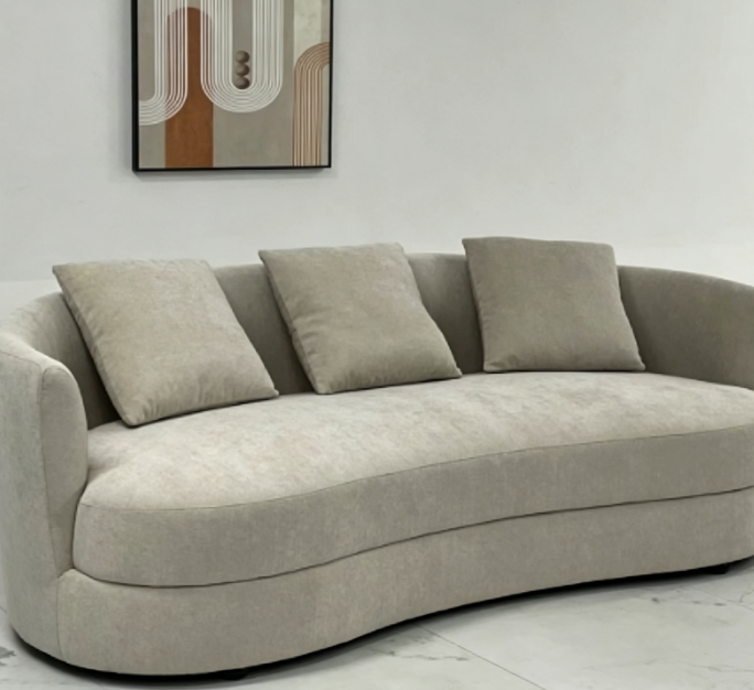 Modern Minimalist Upholstered Sofa, Curved Sofa